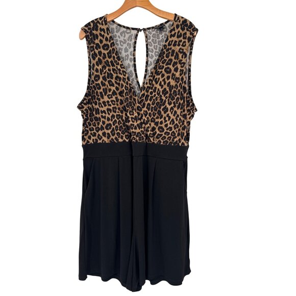 Torrid Womens Leopard Print & Black Sleeveless Jumpsuit ropper Size 3x plus - Picture 1 of 6